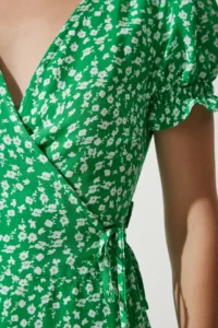 Happiness İstanbul Women Green Patterned Viscose Weaving Dress - Image 5