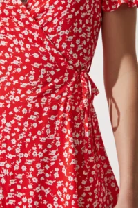 Happiness İstanbul Women Oranj Patterned Viscose Weaving Dress - Image 5