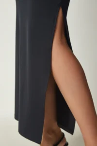 Happiness İstanbul Women Black U-Neck slit Sandy Dress - Image 5