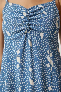 Happiness İstanbul Women's Indigo Blue Strappy Patterned Viscose Dress - Image 7