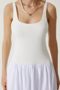Happiness İstanbul Women White Balloon Midi Dress - Image 4