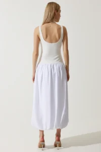 Happiness İstanbul Women White Balloon Midi Dress - Image 7