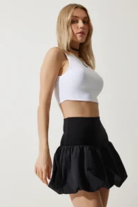 Happiness İstanbul Women Black Mini Balloon Skirt - Image 2
