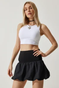 Happiness İstanbul Women Black Mini Balloon Skirt - Image 3