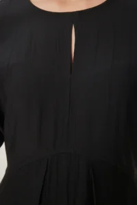 Happiness İstanbul Women's Black Wrinkle Effect Midi Woven Dress - Image 7