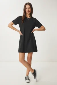 Happiness İstanbul Women Black Oversized Basic Knit Dress - Image 2