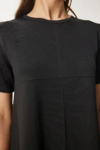 Happiness İstanbul Women Black Oversized Basic Knit Dress - Image 5