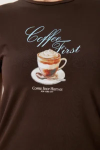 Happiness İstanbul Women Brown Printed Knitting T-Shirt - Image 5