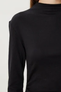 Happiness İstanbul Women Black Shirred Flexible Mini Knitting Dress - Image 4