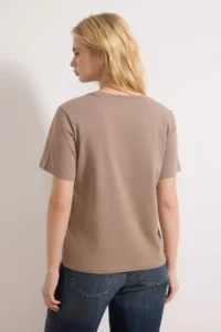 TRENDYOLMİLLA Mink 100% Cotton Basic Crew Neck Knitting T-Shirt - Image 4