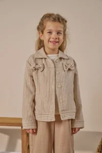 Minipodyum Girls' Bottom Top Set Striped Festive 3 Sets - Image 2
