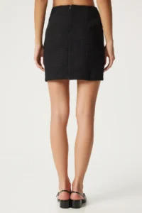 Happiness İstanbul Women Black Mini Tweed Skirt - Image 6