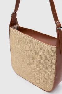 Shule Bags Valenza Wicker Look Shoulder Bag Tan - Image 5