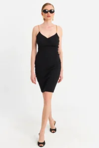 Cool & Sexy Women's Black Chain Strap Camisole Midi Dress - Image 3