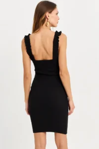 Cool & Sexy Women's Black Shoulder Banded Camisole Mini Dress - Image 5