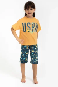 US Polo Assn. Girls' Yellow Capri Set