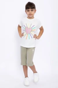 US Polo Assn. Sun Love Cream Girls' Capri Set - Image 2