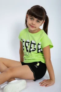 US Polo Assn. Lime Green Girls' Shorts Set - Image 3