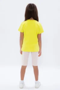 US Polo Assn. Base. Polo Assn Lemon Yellow Girl's Crew Neck Bermuda Tights Set - Image 5