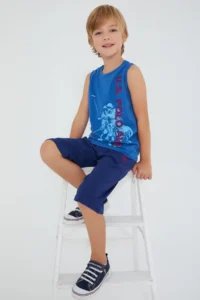 US Polo Assn. Picture Details Blue Boys' Bermuda Set