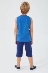 US Polo Assn. Picture Details Blue Boys' Bermuda Set - Image 5