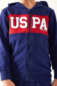 US Polo Assn. Base. Polo Assn Zipper Detail Navy Blue Boy Bermuda Suit - Image 4