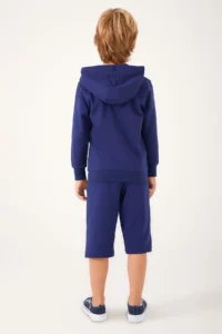 US Polo Assn. Base. Polo Assn Zipper Detail Navy Blue Boy Bermuda Suit - Image 5