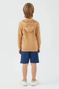 US Polo Assn. Base. Polo Assn Zipper Detail Camel Brown Boy Bermuda Suit - Image 5