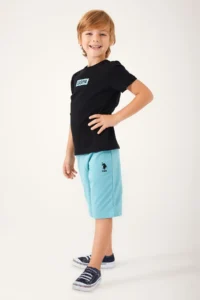 US Polo Assn. Base. Polo Assn Plain Pattern Black Boy Bermuda Suit - Image 2