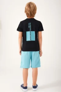 US Polo Assn. Base. Polo Assn Plain Pattern Black Boy Bermuda Suit - Image 5