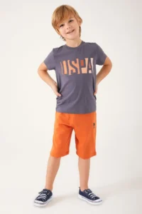 US Polo Assn. Color Transition Anthracite Boy's Bermuda Suit - Image 2