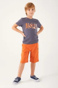 US Polo Assn. Color Transition Anthracite Boy's Bermuda Suit - Image 3