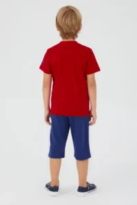US Polo Assn. BASE. Polo Assn Dark Red Texture Red Boy Capri Suit - Image 5