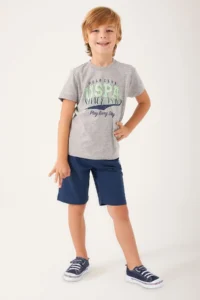 US Polo Assn. Play Every Day Gray Boys' Bermuda Set - Image 3