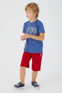 US Polo Assn. Base. Polo Assn Silky Blue Boy Bermuda Suit - Image 3