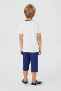 US Polo Assn. Base. Polo Assn Thick Strips Cream Boy Capri Suit - Image 5