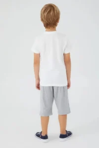 US Polo Assn. Palm Pattern Cream Boys' Capri Set Us1360 - Image 2