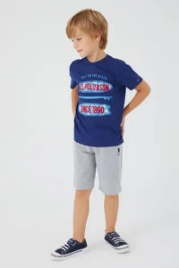 US Polo Assn. Shaped Writing Detail Navy Blue Boy Bermuda Suit - Image 3