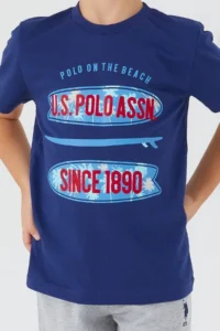 US Polo Assn. Shaped Writing Detail Navy Blue Boy Bermuda Suit - Image 4