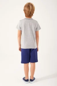 US Polo Assn. Palm Leaf Detail Gray Melange Boy Bermuda Suit - Image 3