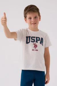 US Polo Assn. U.s. Polo Shirt Assn Boys' Cream Bermuda Set - Image 2