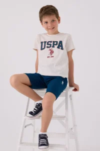 US Polo Assn. U.s. Polo Shirt Assn Boys' Cream Bermuda Set - Image 3