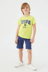 US Polo Assn. U.s. Polo Shirt Assn Boys' Yellow Bermuda Set - Image 3