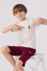 US Polo Assn. U.s. Polo Shirt Assn Boys' Cream Bermuda Set - Image 2