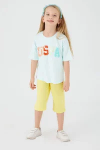 US Polo Assn. Base. Polo Assn Round Font Color Cream Girls' Capri Set - Image 2