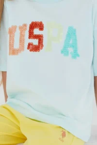 US Polo Assn. Base. Polo Assn Round Font Color Cream Girls' Capri Set - Image 4