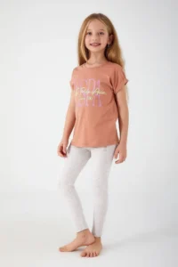 US Polo Assn. Inclined Writing Brown Girls' Leggings Set - Image 2