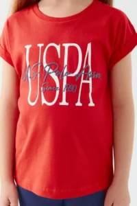 US Polo Assn. Base. Polo Assn Inclined Writing Red Girls Tights Set - Image 4