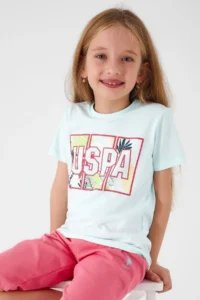 US Polo Assn. Base. Polo Assn Colorful Leaves Green Girls Capri Set