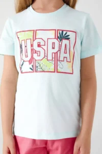 US Polo Assn. Base. Polo Assn Colorful Leaves Green Girls Capri Set - Image 4
